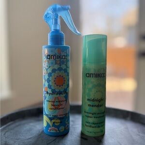 Amika Hydro Rush Leave-In Conditioner and Midnight Mender Set - Blue and Green